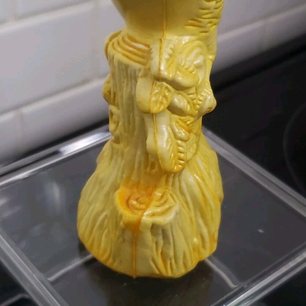 Vintage Bird Figurine Plastic Canary Yellow Detailed Perched Tree Branch Log - Picture 4 of 11